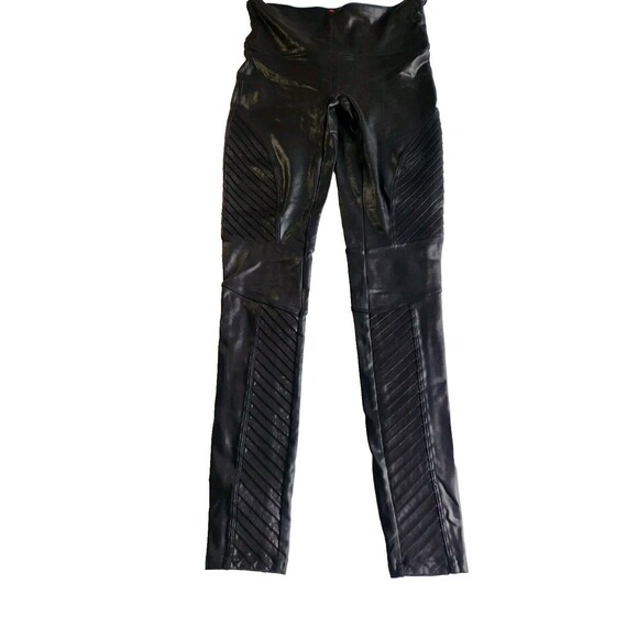SPANX Pants - SPANX Leggings Women's Sz S Black Faux Leather High Waist Stretch
